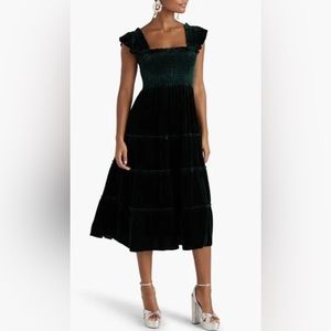 Hill House Home Green Velvet Dress XS EUC